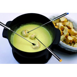 Fackelmann Fonduegabeln, Fonduebesteck aus Edelstahl, Fonduespieße mit farbigen Kunststoffgriffen (Farbe: Silber), Menge: 6 Stück