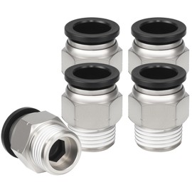 Sctihwelire Push to Connect Fittings 3/8" Tube OD to 3/8 NPT, Nickel-Plated Brass Pneumatic Connectors, Quick Release Air Line Fittings, Leak-Proof and Durable for Industrial Use (Pack of 5)