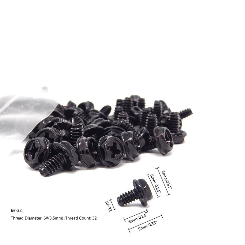 Honbay 100PCS 6#-32x6 Hex Phillips Head Replacement PC Computer Case