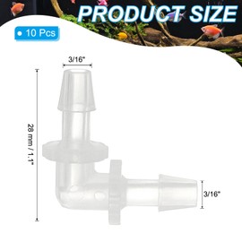PATIKIL 3/16" Plastic Hose Barb 90 Degree Elbow, 5 Pack L-Barb Fittings 2 Way Equal Barbed Joint Connector Splicer Mender Hose Adapter Union Adapter for Aquarium Fuel Gas Liquid Air