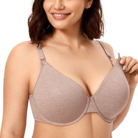 CALVENA Women's Full Sling Lightly Padded Underwire Maternity Nursing Bra for Breastfeeding Cameo Heather 36B
