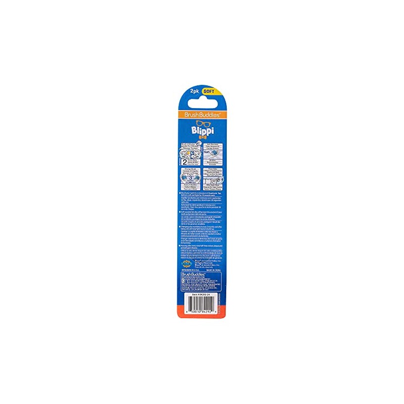 Brush Buddies - Cepillo de dientes Blippi (2 unidades, Suave,