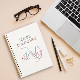 Tizzer Mental Health Healing is not Linear Lined Hardcover College Ruled Spiral Notebook Journal for Work Notes Journaling 5.5×8.3 Inch,Mental Health Awareness Gifts
