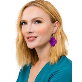 ZENZII Acrylic Resin Twirling Drop Earrings for Women (Silver)