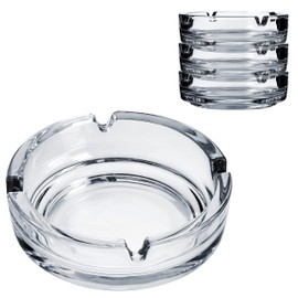Konzept 11 - Glass Ashtray (Pack of 3) | Glass Ashtray Dishwasher Safe | Ashtray for Outdoor Use Transparent Diameter 11 cm 3.5 cm High
