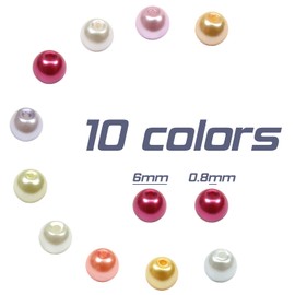 Toaob 6 mm Glass Beads, Round, Assorted Mixed Colours for Jewellery Making, 6mm