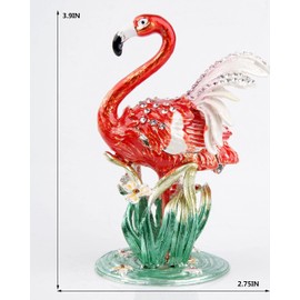 SEVENBEES Hand Painted Enameled Flamingo Jewelry Trinket Box Decorative Flamingo Figurine Gift for Home Decor