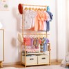 Vilaxing Kids Clothing Rack Bamboo with 2 Storage Baskets and