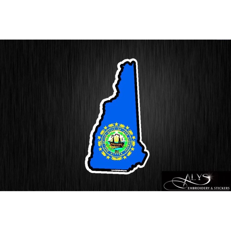 New Hampshire State map Flag Decals & Stickers