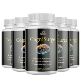 Pelican Vitamins CogniSurge- Brain Support- 5 Bottles- 300 Capsules