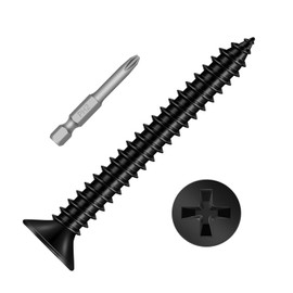 #10 x 1-1/2" Flat Head Sheet Metal Screws, Phillips Drive Self Tapping Screws, Wood Screws, 18-8 (304) Stainless Steel, Black Coating, 70 PCS