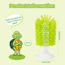2pcs Turtle Brush with Suction Cup, Tortoise Shell Cleaning Scrub, Pet Back Mud Bristle Cleaner, Exfoliate Scrubber Scratcher, Aquatic Aquarium Tank Toy Accessories, Kitchen Sink Wine Bottle Glass