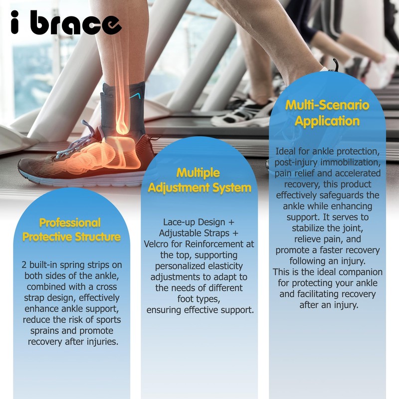 i BRACE Ankle Brace, Lace Up Adjustable Support, Ankle Stabilizer