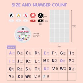 Dowsabel 1400 PCS Letter Beads, 28 Styles Friendship Bracelet Kit, 4x7mm Black Round Alphabet Beads for Bracelets, 1 Roll Crystal String Jewelry Making Kit, Ideal Gift for Teen Girls