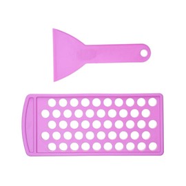 Lipstick Filling Mold, 50 Lip Balm Filling Tray and Spatula Set,Plastic Lip Balm Tubes Tray,Lip Balm Craft Kit,Lip Balm Tubes Filling Tray Kit for 15mm Lip Balm Tubes (Purple)