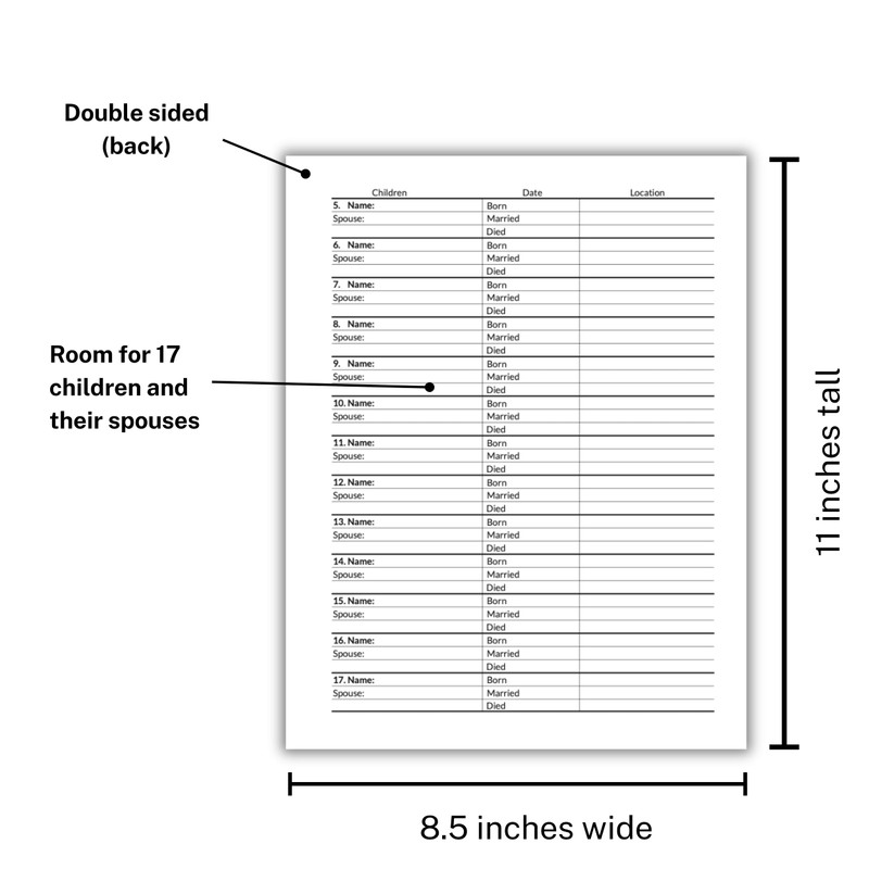 LARGE PRINT Two-Sided Family Group Sheets (30 Sheets) by EasyGenie