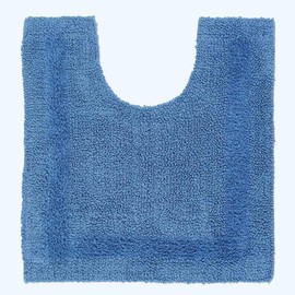 HOMESCAPES Toilet Mat, Luxury 1600gsm Extra Soft 100% Cotton, Reversible Bathroom Mats Non-Slip, Washable, Super Absorbent, Quick-Dry, Cobalt Blue Pedestal Rug for Toilet, 50 x 55 cm