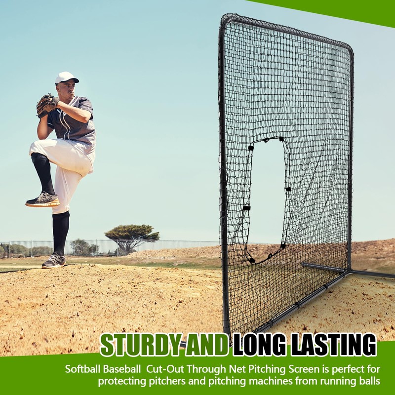 RoundFunny Baseball Pitching Net Screen 7ft x 7ft Softball Batting