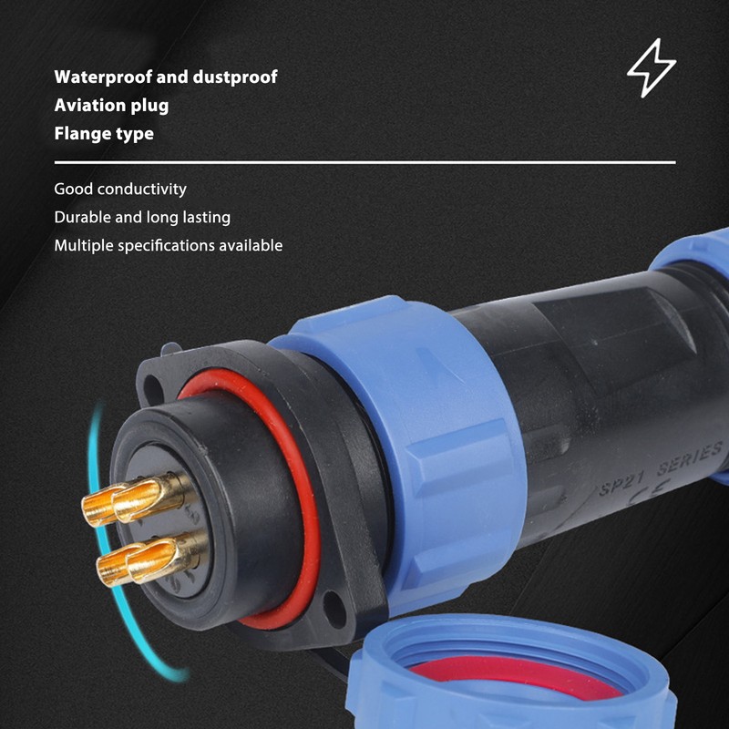 5Pcs Aviation Plug Socket IP68 Waterproof 2 Pin Aviation Connector