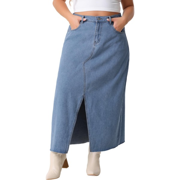 Agnes Orinda Women's Plus Size Casual Jean Skirt High Waisted
