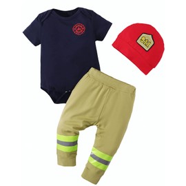 Singcoco Baby Boy Costume Outfit Newborn Fireman Costume Clothes (Firefighter,0-3 Months)