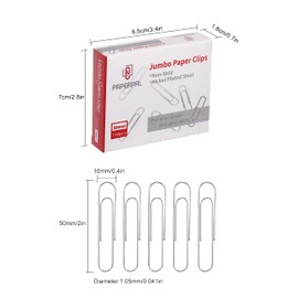 PAPERPAL Jumbo Paper Clips Nonskid, 300 Large Paper Clips (3 Boxes of 100 Each), Paperclips for Office School & Personal Use, Daily DIY, 2" Silver Heavy Duty Non-Skid Paper Clips Jumbo Size