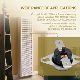 for P321826 Furnace Temperature Limit Switch Suitable for Williams Furnace Monterey top Ventilation 250 350 500 Series Models Ventilation Safety Switch Replacement Parts