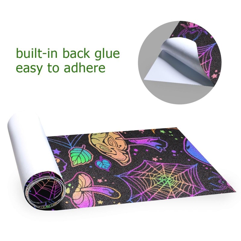 VitVerCosy Magic Spider Web Skateboard Grip Tape Longboards Griptape Bubble