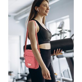 Reebok Women's Crossbody Bag - Quilted Nylon Sling Bag Travel Purse with Adjustable Strap and Secure Zipper Closures, Quilted Withered Rose, One Size