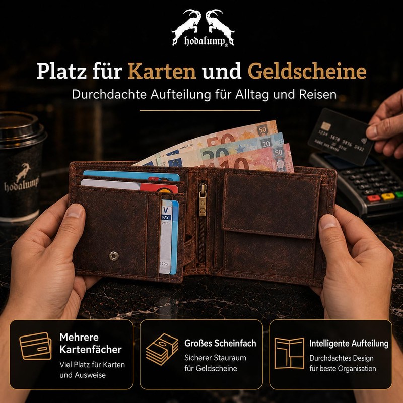 Hodalump Genuine Leather Men's Wallet in Gift Box with RFID