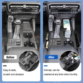 Fgtagtal Center Console Panel Silicone Storage Box Fit for Toyota Land Cruiser 250 Prado J250 LC250 2024 2025 Car Seat Gap Storage Box Wireless Charging Silicone Protective Pad Accessories (Black)