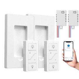 Wireless Dimmer Switch, 2 Remote Light Switch and 2 Receiver kit, Work with Alexa Voice Control, Single Pole Smart Wall Switch Lighting Fixture for Ceiling Lights Lamps, Support 2.4G&5G