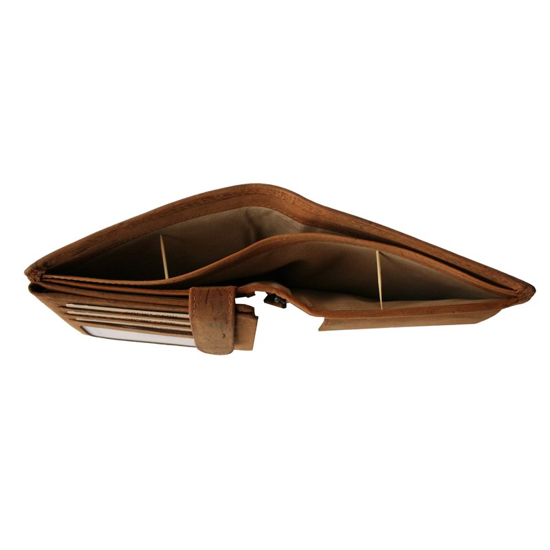 Leather Wallet for Men in Brown with RFID Coin Compartment