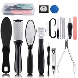 Queta 16 Pcs Professional Pedicure Set Foot Care Tools Dead Hard Skin with Scraper/Callus Remover/Rasp,Pedicure and Manicure