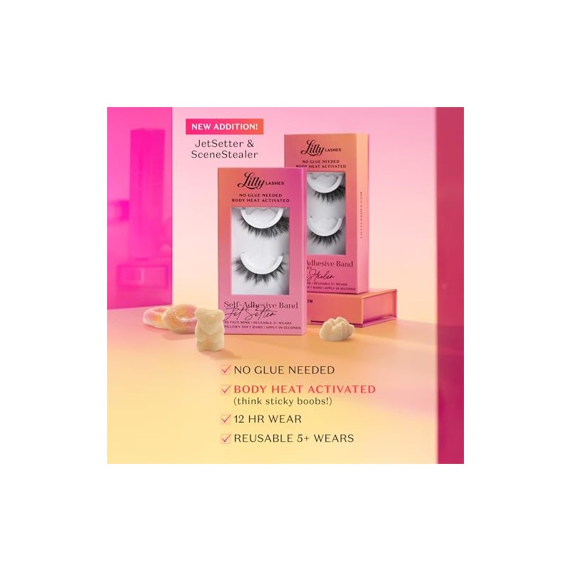 Lilly Lashes Pestañas autoadhesivas (medias pestañas), sin pegamento, se activan