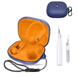 for Beats Powerbeats Pro 2 Case Cover,NOUKAJU Silicone Earphone Protective Case(with Carabiner + Lanyard + Cleaning Pen) Drop-Proof,Shock-Proof,Protective Case for Beats Powerbeats Pro 2(Blue)