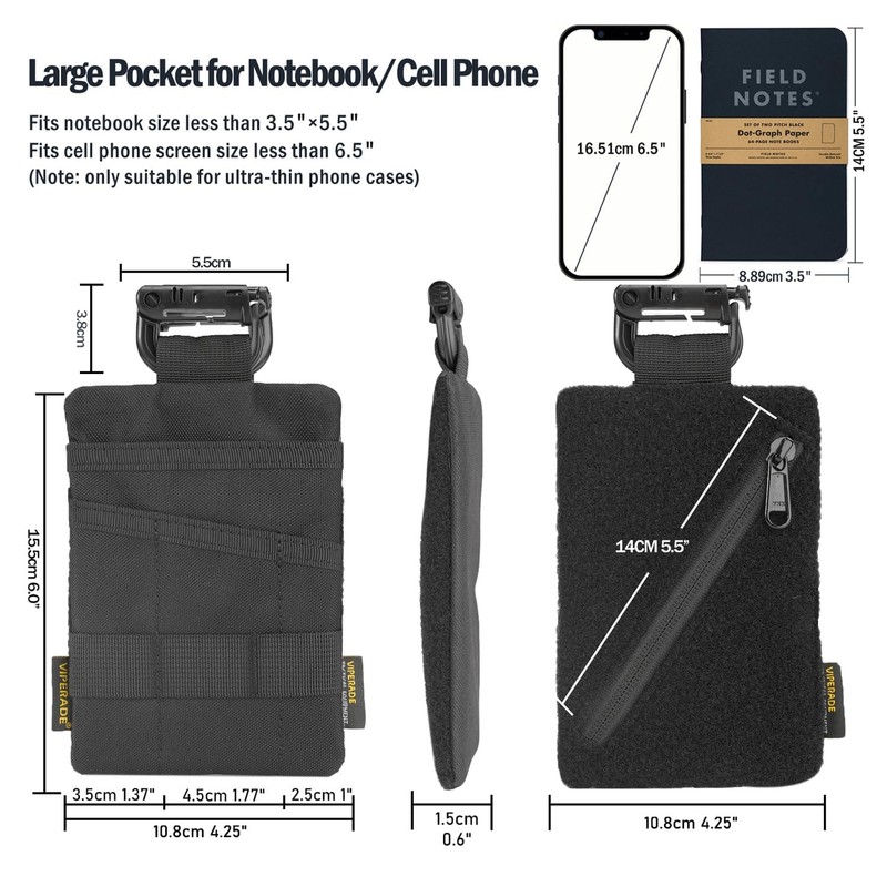 VIPERADE VE23 Small EDC Bag Organiser, EDC Pouch Pockets, Small