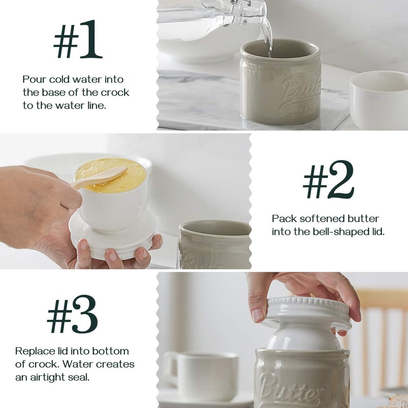 DOWAN Butter Keeper, French Butter Dish, Ceramic Candy Servers for