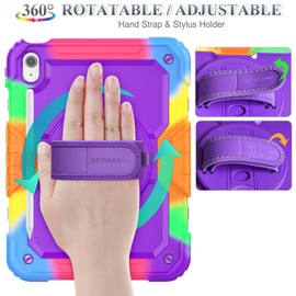 SEYMAC stock SEYMAC stock for iPad 11th Generation Case A16 11 inch 2025/iPad 10th Generation Case 10.9 inch 2022, Full-body Shockproof with Screen Protector, 360 Rotating Stand/Hand Strap, Pencil Holder, Purple
