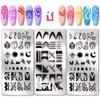 PH PandaHall 3pcs French Tip Nail Stamping Plates Geometric Line