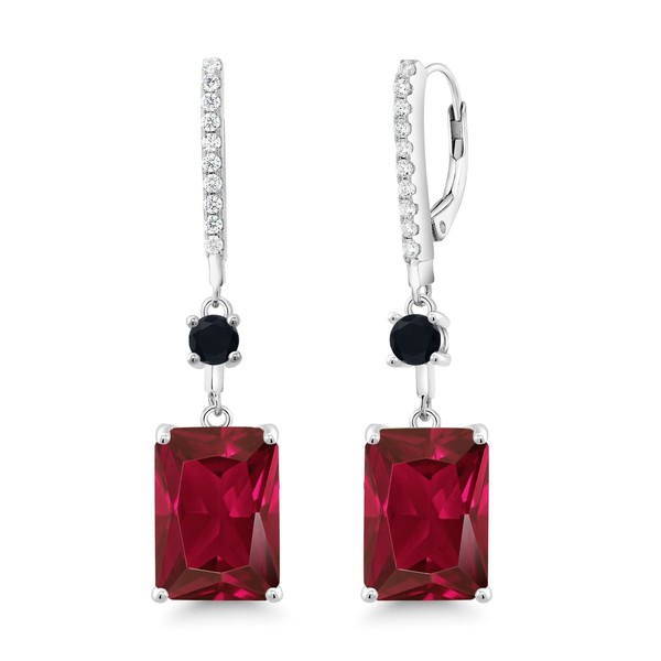 Gem Stone King 925 Sterling Silver Red Created Ruby and