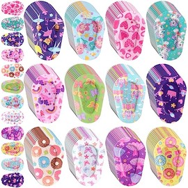 Panelee 60 Parches Adhesivos de Ojos para Niños Parches para Ojos de Material Transpirable a Granel, Vendajes Adhesivos de Diseños Coloridos y Divertidos de Algodón de Bloqueo de Luz, 12 Estilos