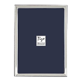 TIZO 5x7 Thin Beaded Border Silver Deco Picture Frame, Boutique Quality Photo Frame, TIZO Collection (925 Sterling Silver)