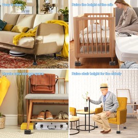 Uping Set of 4 Bed Raisers, Furniture Raisers, Table Raisers, Elephant Foot Raisers, Bed Riser Chair Raisers, Sofa Raisers - Strong Space-Saving Risers