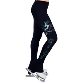 NY2 SPORTSWEAR Figure Skating Practice Pants with Rhinestones S100B - Adult Sizes- (Adult Extra Large) Black