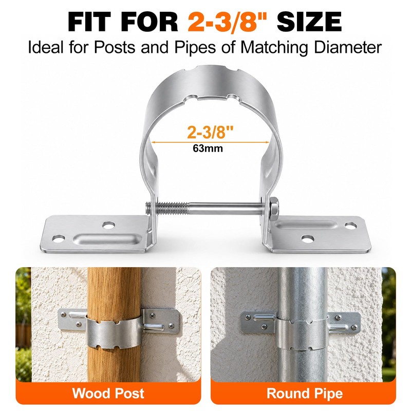 12 PCS Fence Post Brackets 2-3/8", Heavy Duty Galvanized Steel