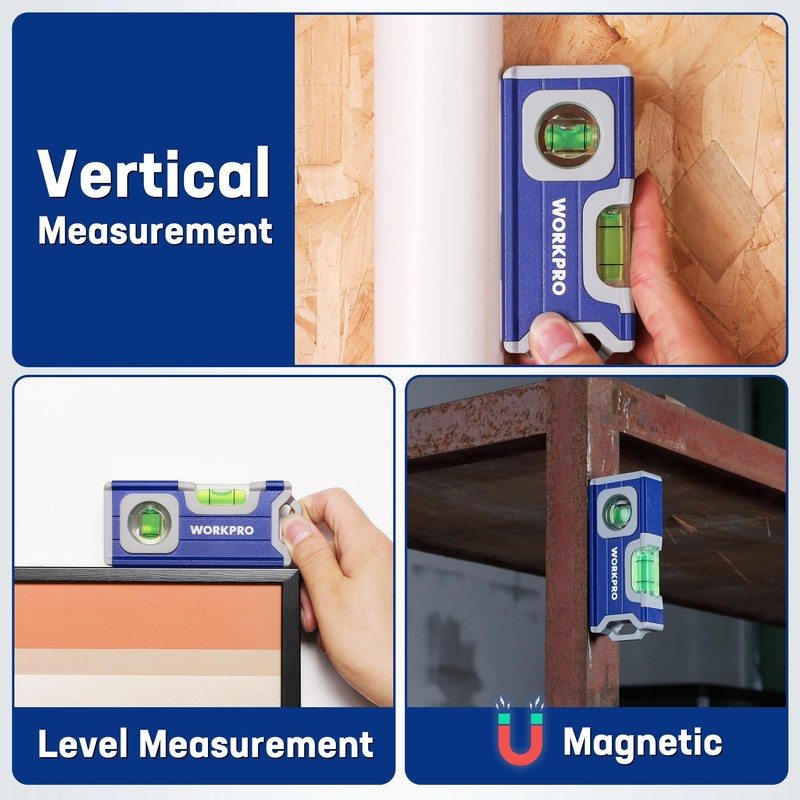 WORKPRO Small Level, 4-1/2 Inch Mini Level Tool, Magnetic Pocket