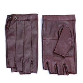 Harssidanzar Fingerless Driving Gloves Outdoor Sport Half Finger Gloves for Womens KL028US,Bungundy,Size L