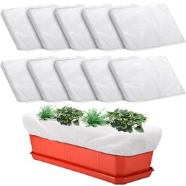 DECOHS 10 Pcs Planter Grow Box Mulch Cover, Fits 29" x 13.5" PE Rectangular Garden Mulch Plant Box Cover, Grass Barrier Planter Box Protection Cover for Garden Plant Flower Boxes (White)