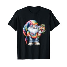 Cute Hippie Gnome Dad For Women And Men With Spring Flowers T-Shirt